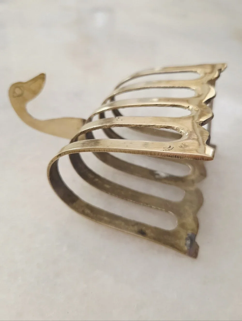 Vintage Englush Traditional Brass Swan / Duck Letter Holder / Toast Rack